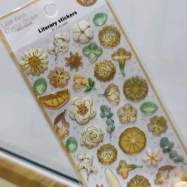 Literary Floral Stickers - Light Orange