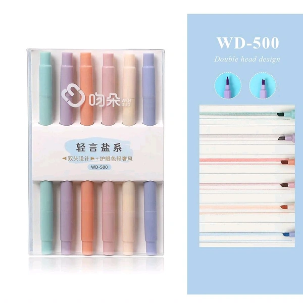 6 Pcs Double Head Highlighter - 500