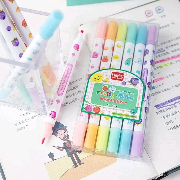 6 Pcs Fruity Double Head Highlighter