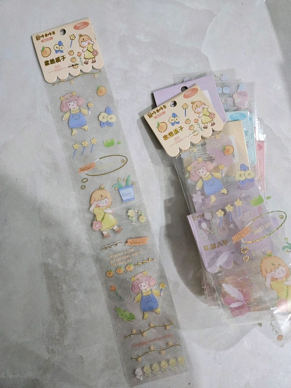Kawaii Girl Stickers - Beige