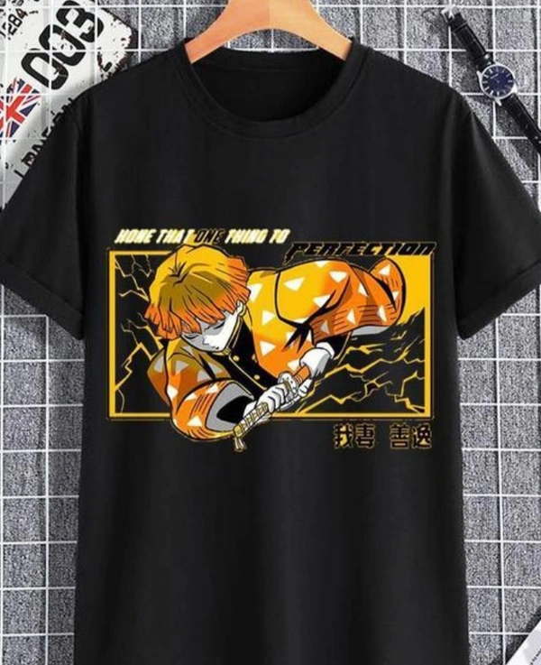 Stylish Men Black Zenitsiu Anime T Shirt - Black, L