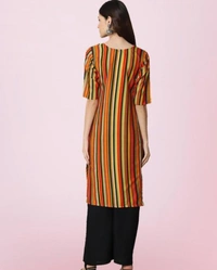 Women's Crepe Multicolor Stripe Printed Kurti - S