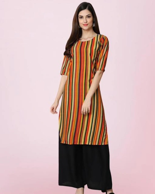 Women's Crepe Multicolor Stripe Printed Kurti - XXL