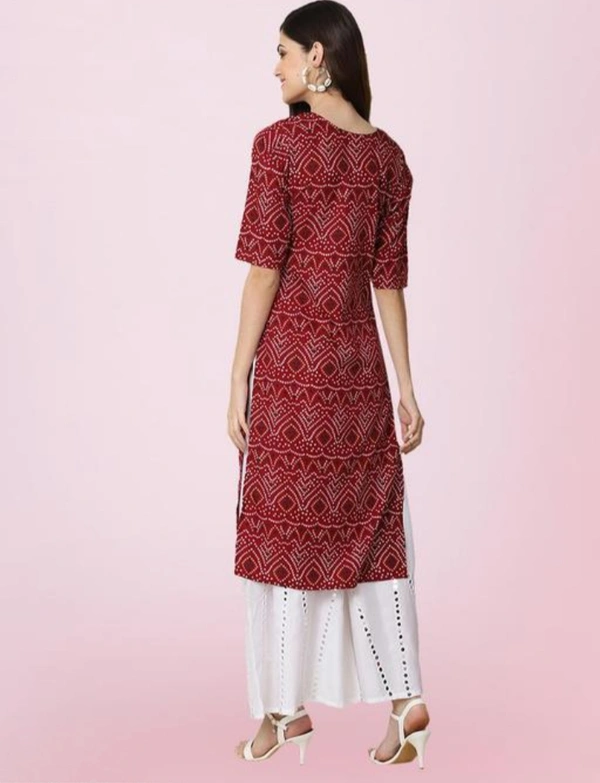Stylish Women Maroon Color Bandhani Kurti - Maroon, XXL