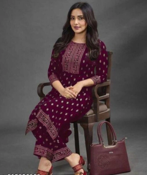 Chitrarekha Women's Kurta Set - Maroon, L