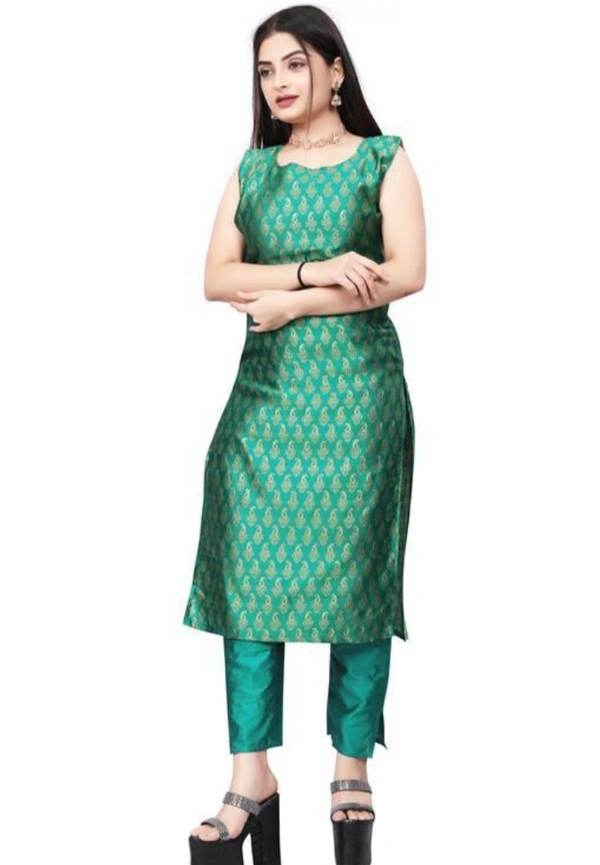 Women's Wover Design Kurta With Pant And Dupatta Set - Pelorous, M