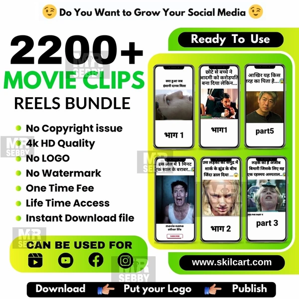Get 2200 Movie Clips Reels Bundle Copyright Free