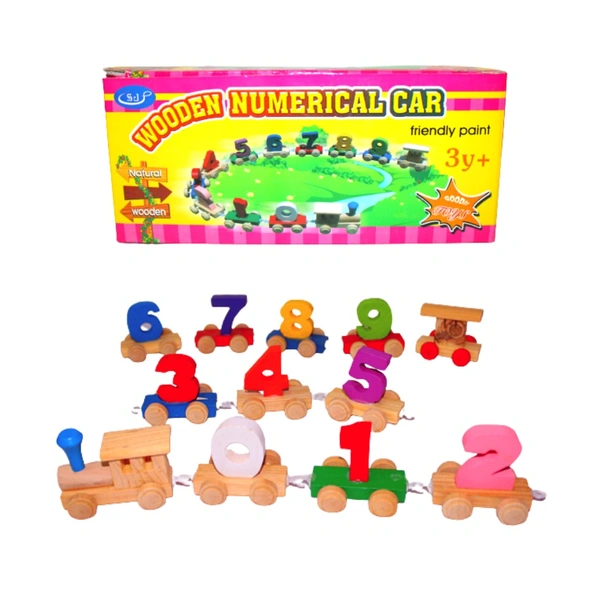 Handicraft Wooden Digits 0 to 9 Number Train | Digits Number 0 to 9 Wooden Toy Train for Early Educational Kids (Multicolor)