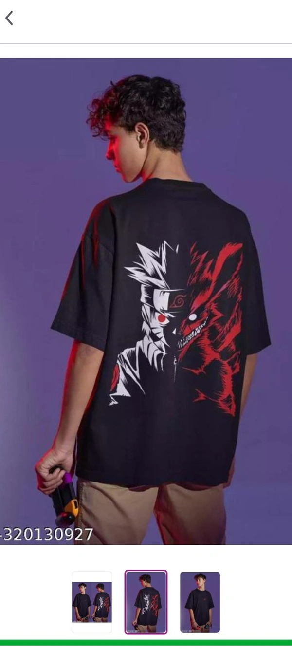 Black Anime Tshirt For Men  - Black, M