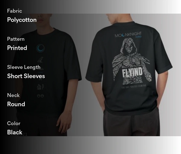 Moonknight Black Theme T-shirts For Boys - Black, M