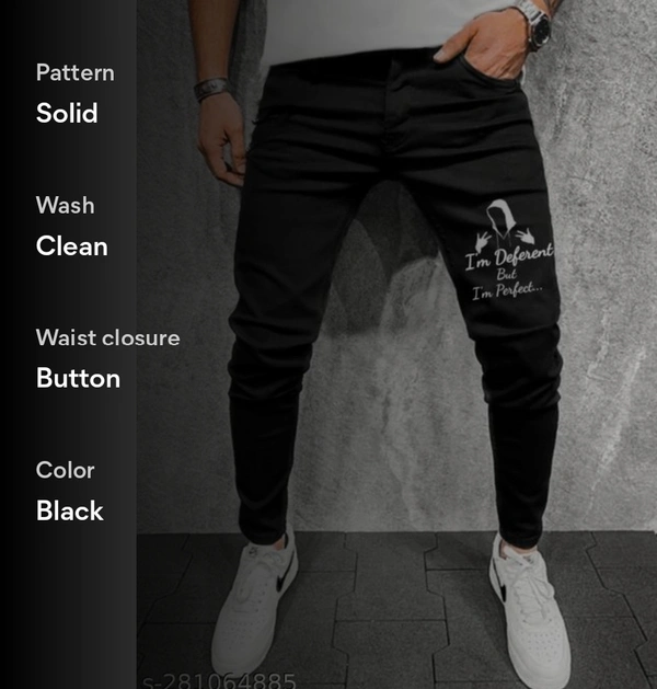 Black Printed Jeans For Men - Black, 34