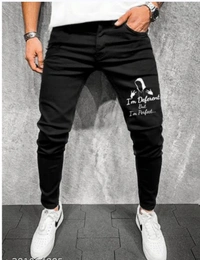 Black Printed Jeans For Men - Black, 34