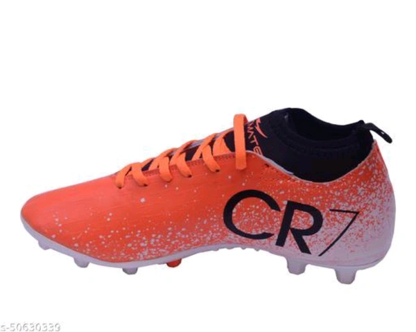 Orange Solid Football Shoes For Men  - Web Orange, 7