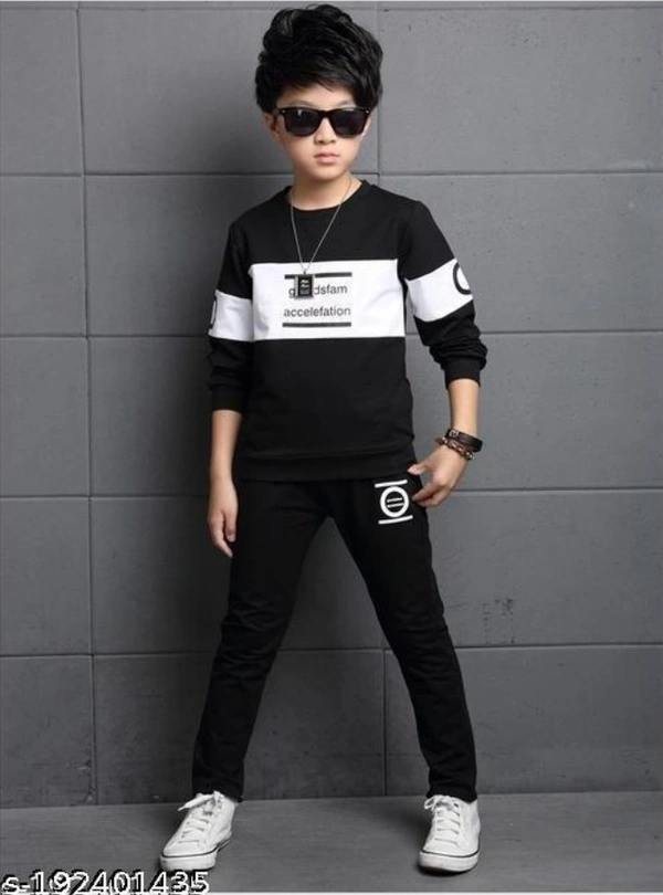 Full Sleeve Black Boys Clothing Set  - Black, 4-5 Years