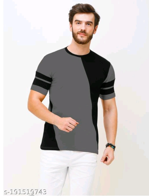 Regular Fit T-shirt For Casual Party Wear  - Gray, S