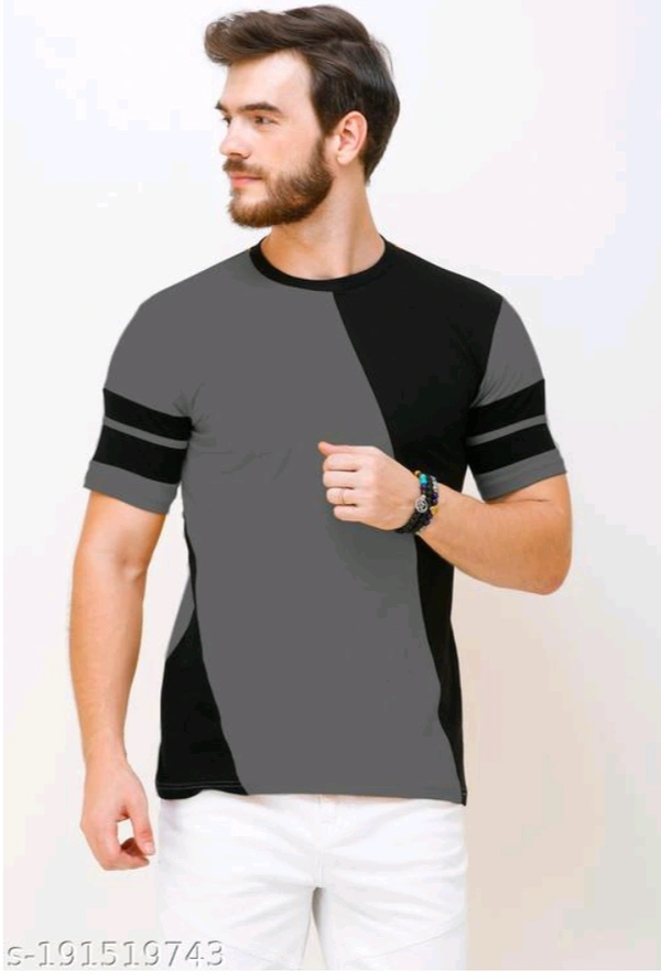 Regular Fit T-shirt For Casual Party Wear  - Gray, S