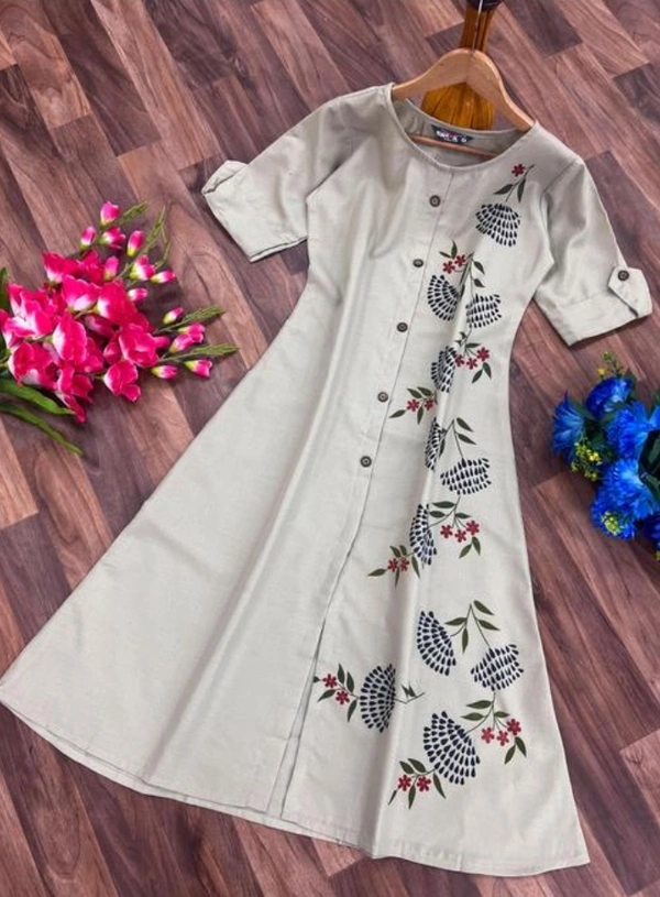 White Leaf Design Kurti - Mercury, 4XL