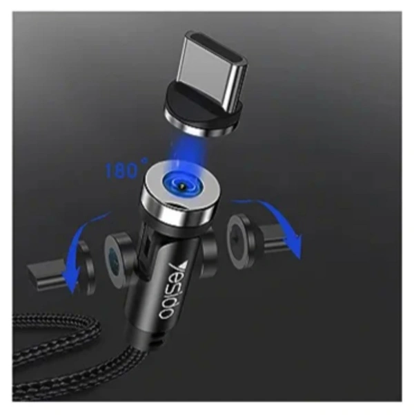 KMH Yesido Rotating Magnetic 3in1 Cable|Fast Charging Cable,Black