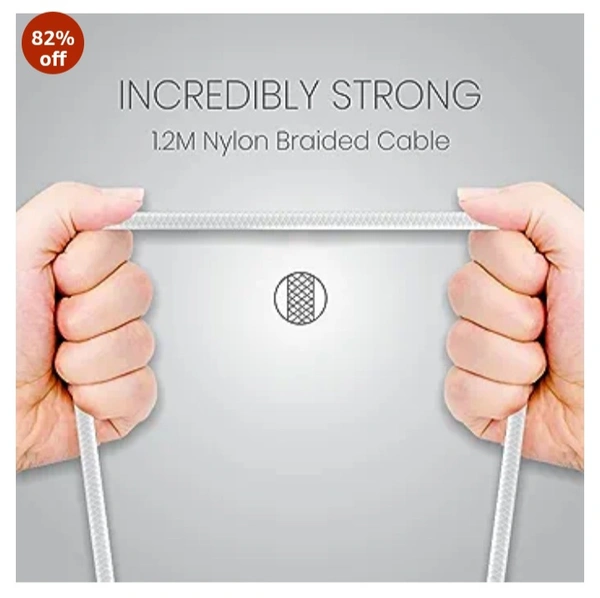 Portronics Konnect L POR-1403 Fast Charging 3A Type-C Cable 1.2 Meter with Charge & Sync Function for All Type-C Devices (White) - White