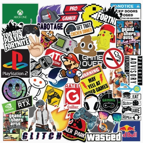 CodersParadise Gaming Stickers Pack Of- 50 Pieces, WaterProof Long-lasting Stickers 