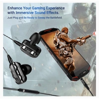 PTron Boom Ultima V2 Dual Driver, in Ear Gaming Wired Earphones with Mic, Volume Control, Passive Noise Cancelling Boom 3 with 3.5mm Audio Jack & 1.2M Tangle-Free Cable (Black)