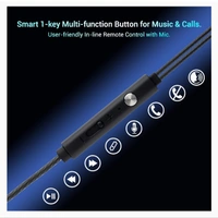PTron Boom Ultima V2 Dual Driver, in Ear Gaming Wired Earphones with Mic, Volume Control, Passive Noise Cancelling Boom 3 with 3.5mm Audio Jack & 1.2M Tangle-Free Cable (Black)