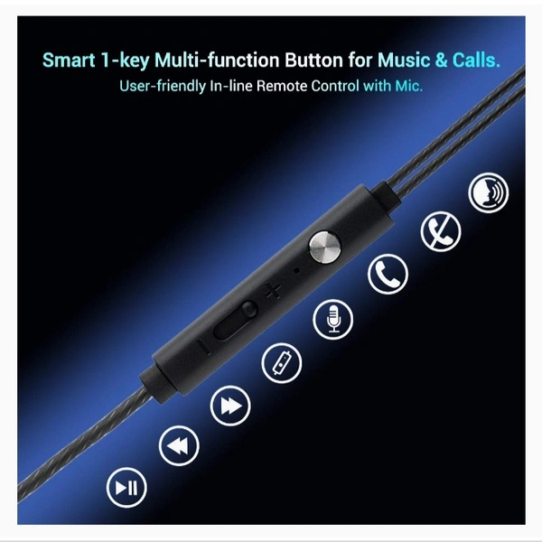 PTron Boom Ultima V2 Dual Driver, in Ear Gaming Wired Earphones with Mic, Volume Control, Passive Noise Cancelling Boom 3 with 3.5mm Audio Jack & 1.2M Tangle-Free Cable (Black)