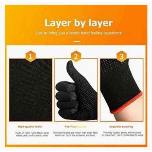 We Terio WaTerio Full Hand Pubg Glove Anti-Sweat & Breathable Glove Sleeve Touchscreen Gloves for All Mobile Gaming (1 Pair- Black)