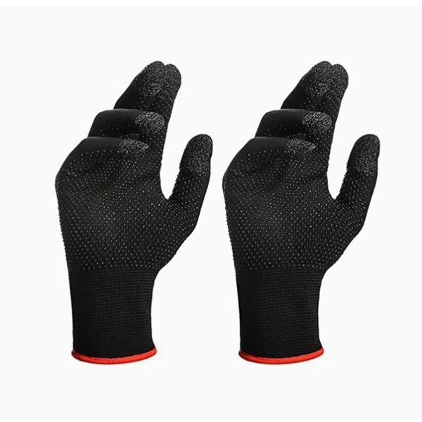 We Terio WaTerio Full Hand Pubg Glove Anti-Sweat & Breathable Glove Sleeve Touchscreen Gloves for All Mobile Gaming (1 Pair- Black)