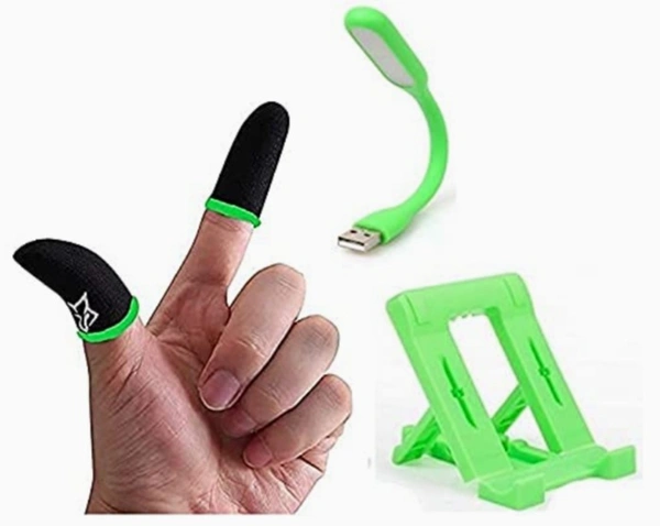 BLAXSTOC 2 Mobile Gaming Controller Finger Sleeves, Stand, USB Light, Multicolour