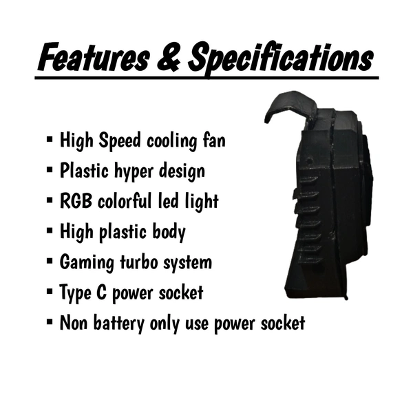 Up-To-High  Gaming Phone Cooler Hyper Generation - 1 By Up-To-High  - Black