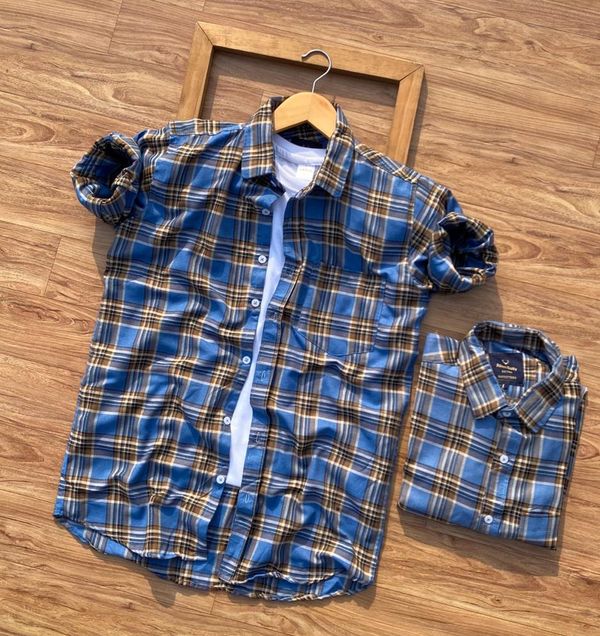 Allen Solly Full Sleeves Check Shirt - L, Tory Blue