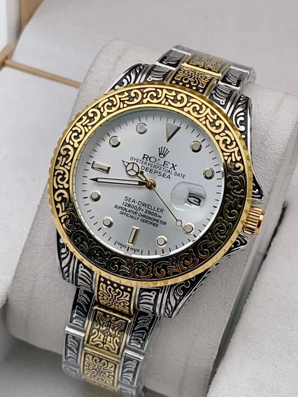 Rolex Floral Patterned Watch for men - gold