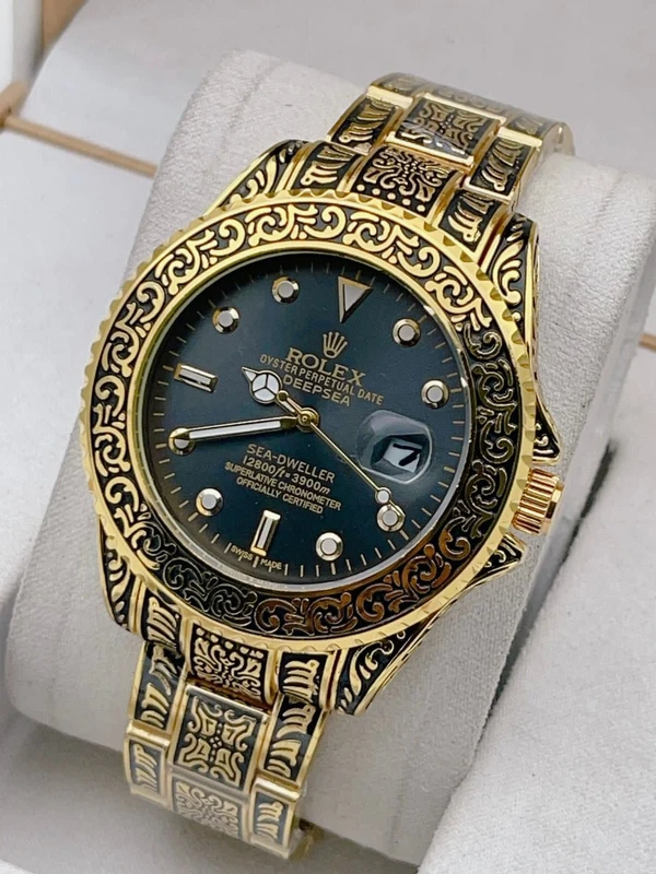 Rolex Floral Patterned Watch for men - gold