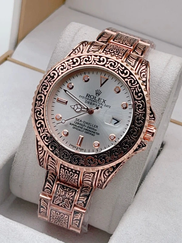 Rolex Floral Patterned Watch for men - gold