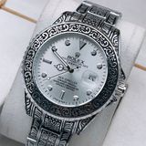 Rolex Floral Patterned Watch for men - Silver