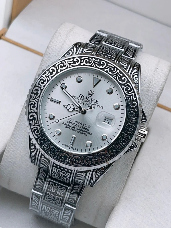 Rolex Floral Patterned Watch for men - Silver