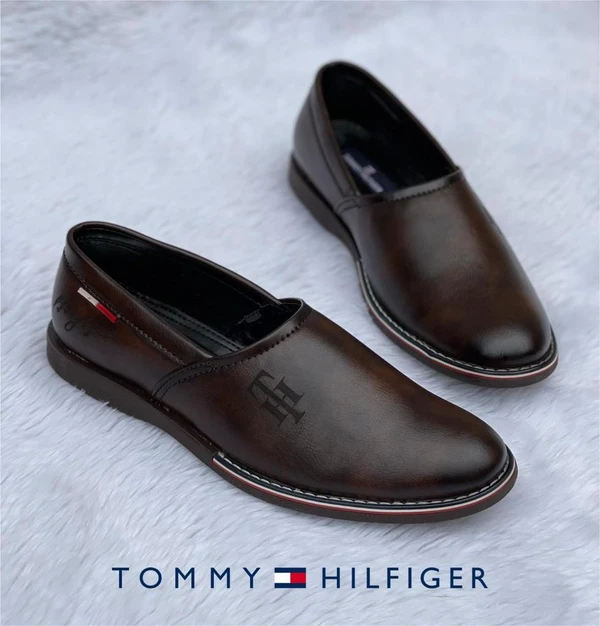Tommy Hilfiger Premium Party Wedding Stylish Designer Loafers For Men - Sepia Black, 6