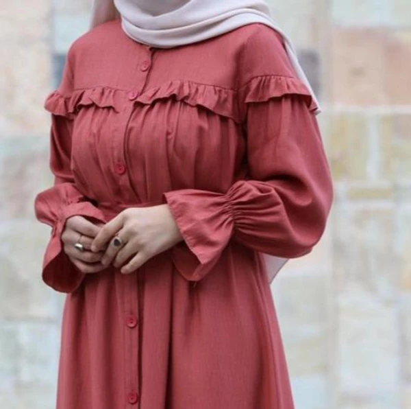 Waist Pleated Turkish Gown - Falu Red, XL