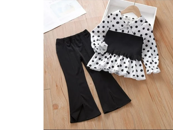 Super stylish polka dots skirt  with  bell bottom pant - 6 yrs