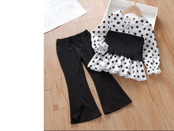 Super stylish polka dots skirt  with  bell bottom pant - 3 yrs