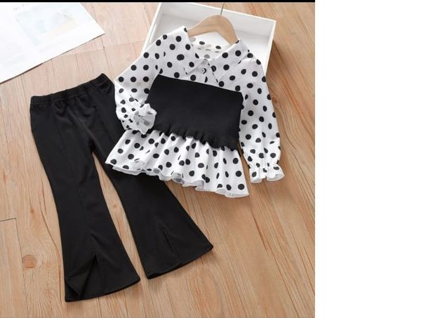 Super stylish polka dots skirt  with  bell bottom pant - 8 yrs