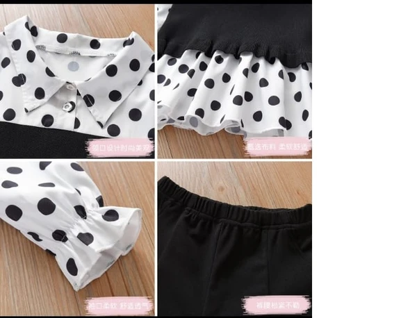 Super stylish polka dots skirt  with  bell bottom pant - 6 yrs