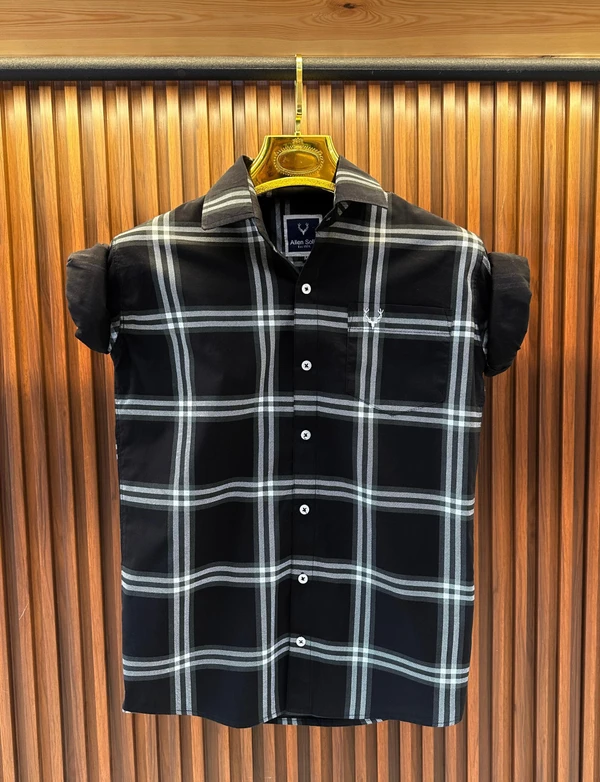 ALLEN SOLLY  PREMIUM  SEGMENT  CHECK SHIRT - Black, M 38