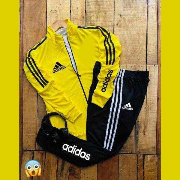 Adidas Fully Stretchable Track Suit - Yellow, L