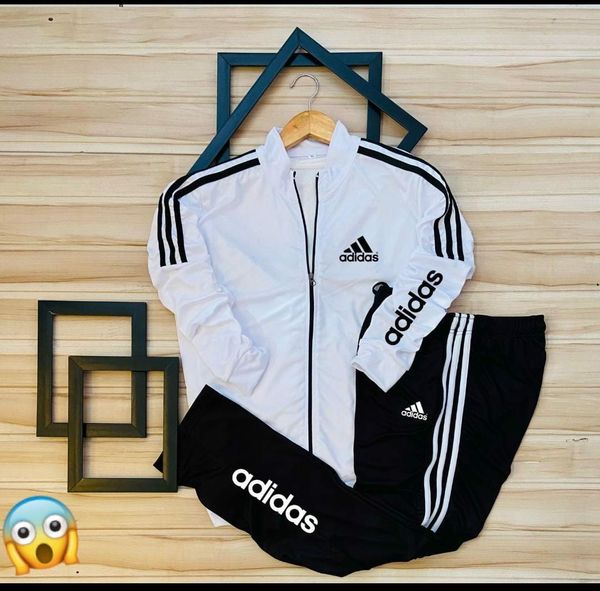 Adidas Fully Stretchable Track Suit - White, Xxl