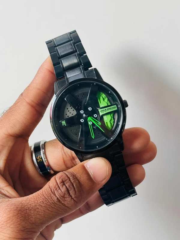 Premium Quality Black Strap Smart Watch - Green