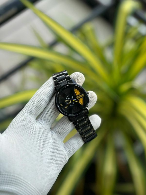 Premium Quality Black Strap Smart Watch - Yellow