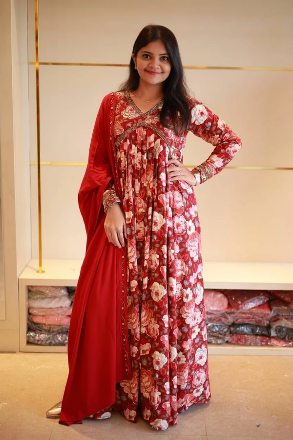 New Heavy ALIA Gown With Dupatta - Red, XXL