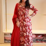 NEA Heavy ALIA Gown With Dupatta - Red, M